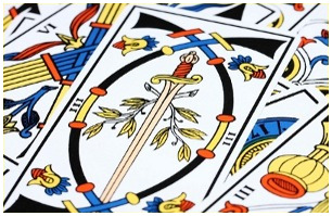 Etalement des lames d'un jeu de tarot